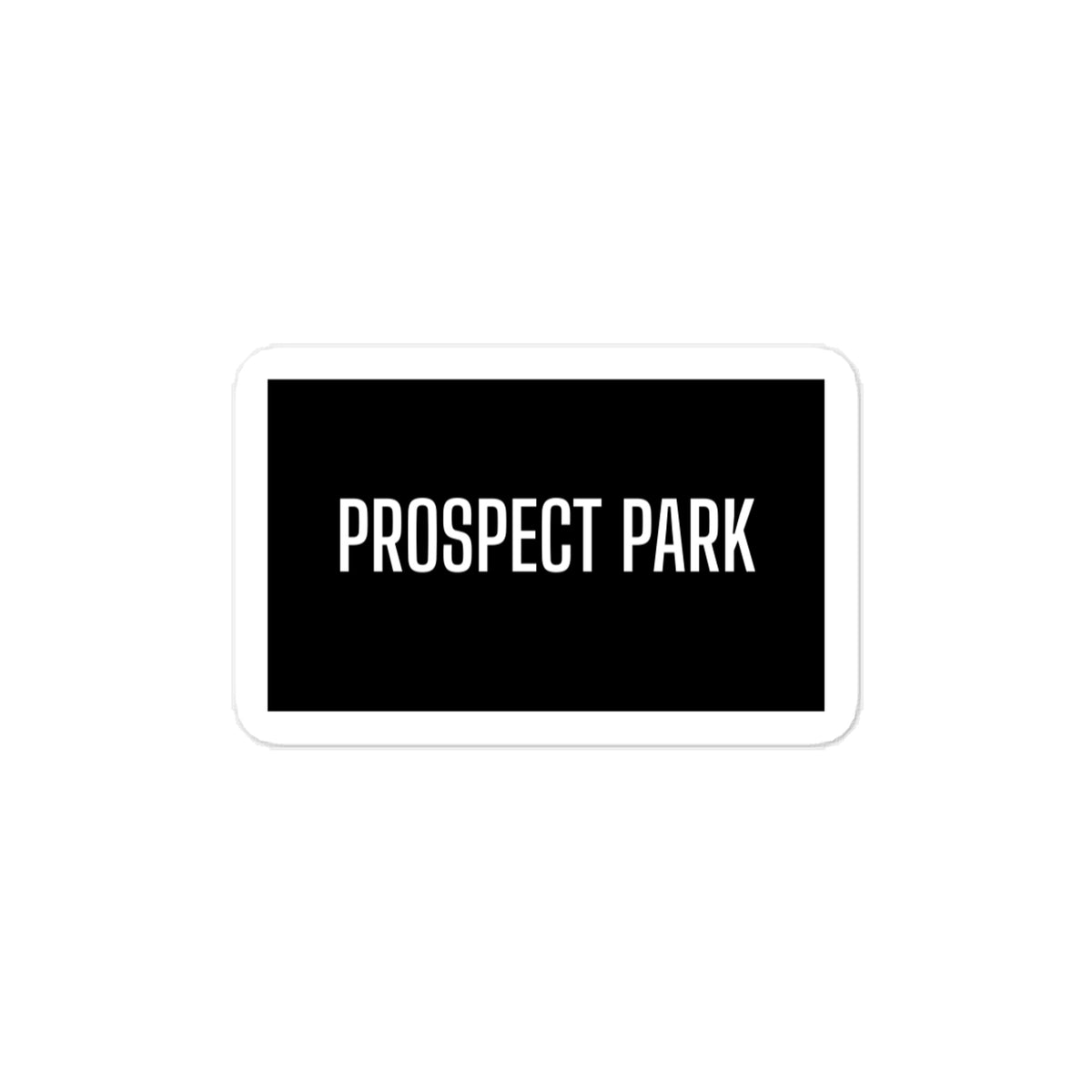 PROSPECT PARK sticker, black with white lettering