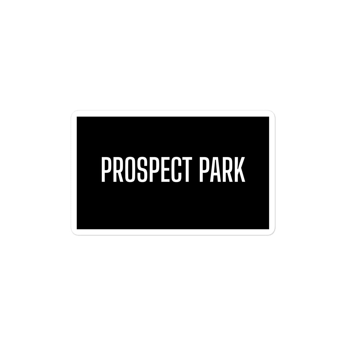 PROSPECT PARK sticker, black with white lettering