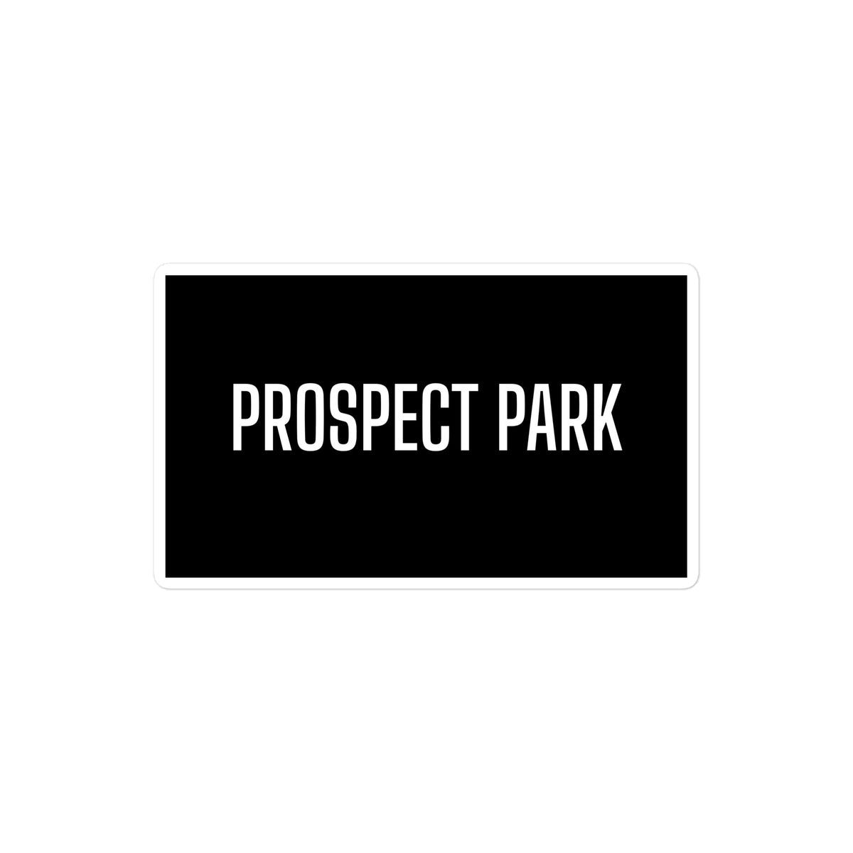 PROSPECT PARK sticker, black with white lettering