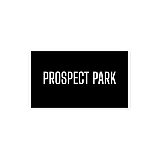 PROSPECT PARK sticker, black with white lettering